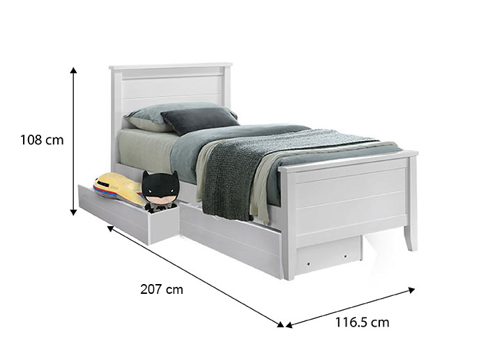 Charlie Super Single Bed Frame with 2 Short Drawers